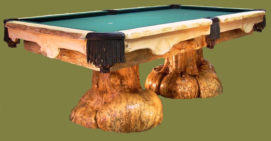 rustic log pool table