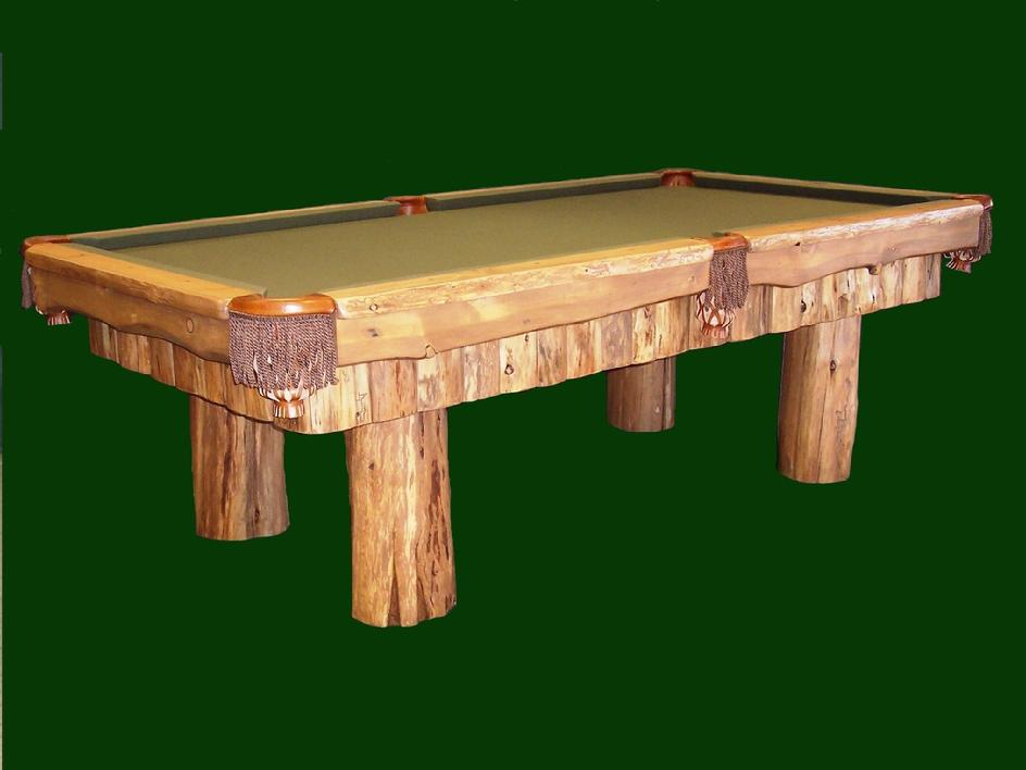 rustic log pool table